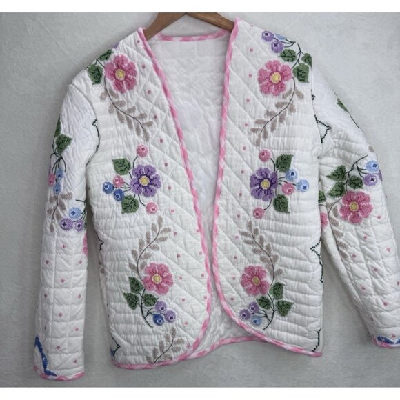 Handmade Crossstitch Upcycled Mentorsilly Jacket Size Large - Picture 5 of 12